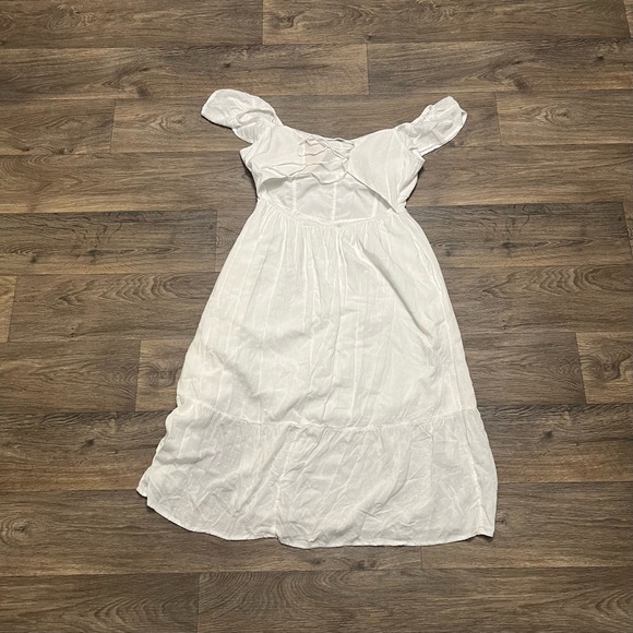 Hollister Lace Up Back Midi Dress White Size Large Fairy Coquette Milkmaid - Picture 9 of 10